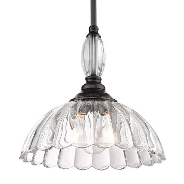 Audra Matte Black One-Light Pendant with Clear Glass Shade, image 3